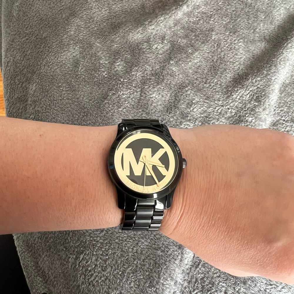 Black Michael Kors Watch with gold face